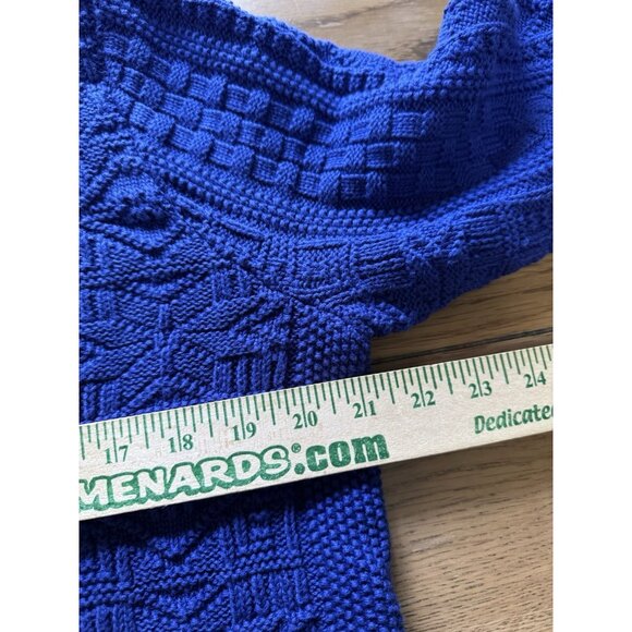 L.L. Bean Women's Cable Knit Button Down Cardigan Sweater Blue Size L CabinCore - Picture 5 of 13